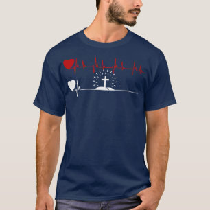 Camiseta Jesus Pulsação Pulsação EKG Meu Coração Batida par