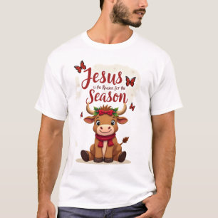 Camiseta Jesus Razão da Temporada Vaca Natal Cristã