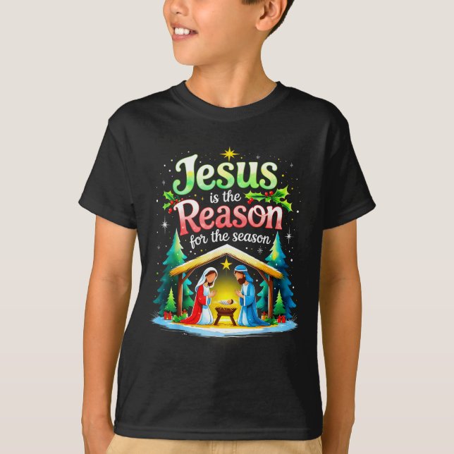 Camiseta Jesus Reason For The Season Nativity Christmas Des (Frente)