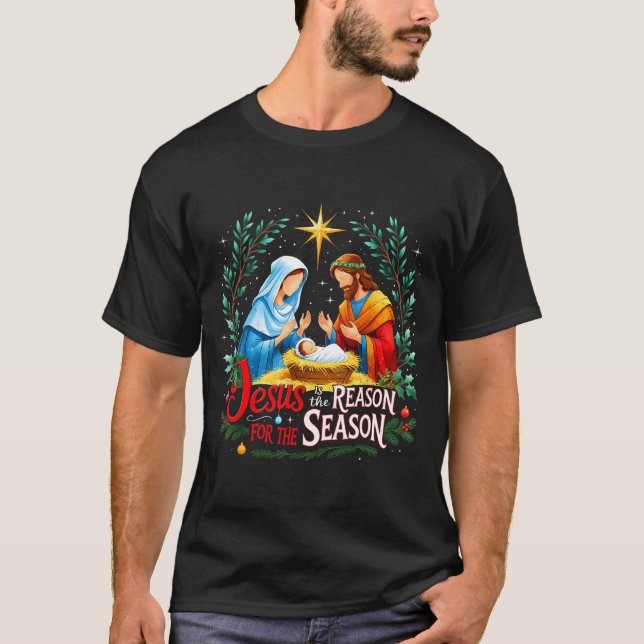Camiseta Jesus Reason For The Season Nativity Christmas Des (Frente)