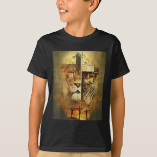 Camiseta Jesus Religioso Cristão O Leão Da Cruz Judaica