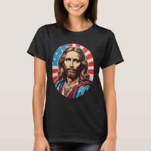 Camiseta Jesus Republicano – Arte Pop Ousado Com Bandeira A