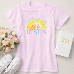 Camiseta Jesus Ressuscitou Páscoa Cruz Floral Cristã