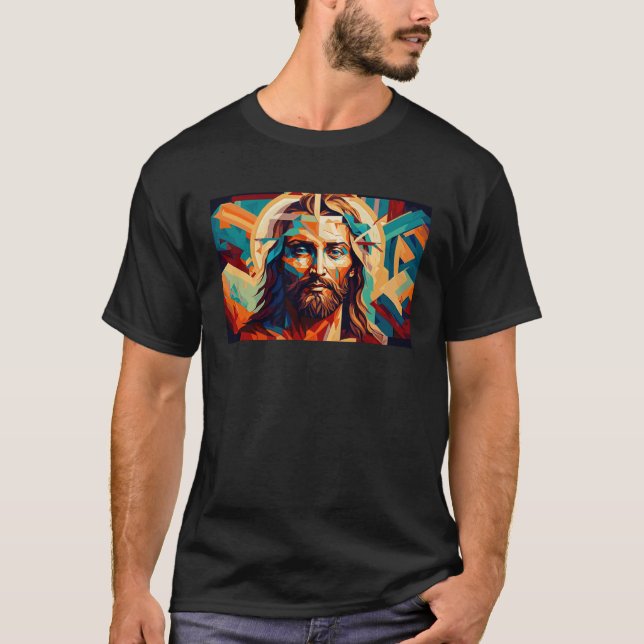 Camiseta Jesus Retrato Senhor Cristo Cristão Cristão (Frente)