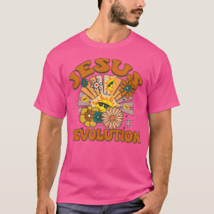 Camiseta Jesus Revolução Engraçado Christian Retro Groovy B