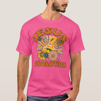 Camiseta Jesus Revolução Engraçado Christian Retro Groovy B