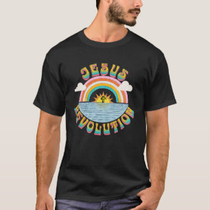 Camiseta Jesus revolução Pessoas retrô-sol arco-íris