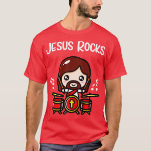 Camiseta Jesus Rocks Bonito Drummer Banda Cristã