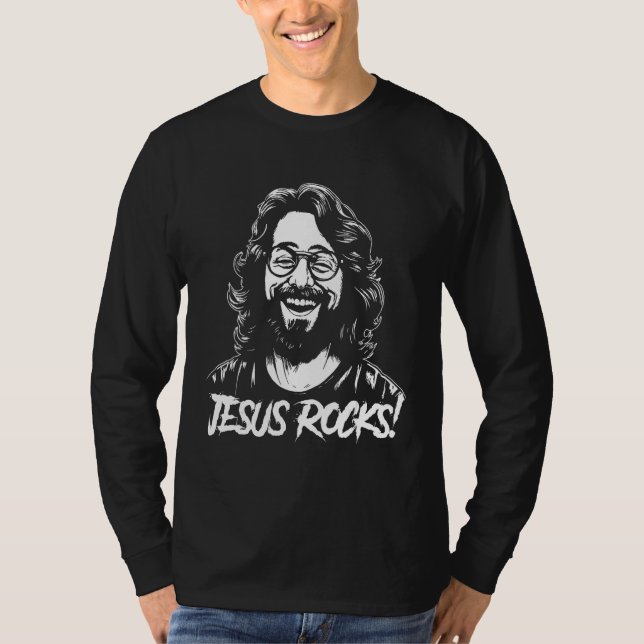 Camiseta Jesus Rocks  Musician Rocker Christ (Frente)