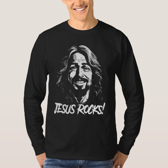 Camiseta Jesus Rocks  Musician Rocker Christ 1 (Frente)
