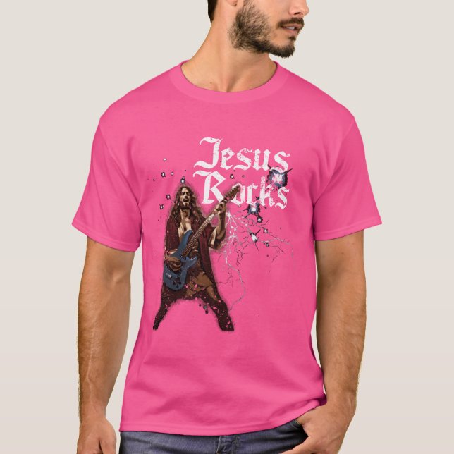 Camiseta Jesus Rocks retro (Frente)