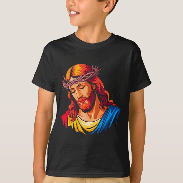 Camiseta Jesus Rtrait Art Christian Religious  (Frente)