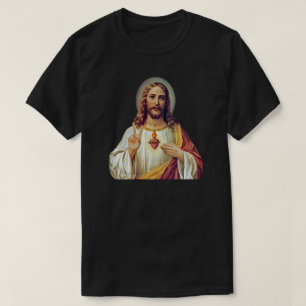 Camiseta Jesus Sagrado Cardíaco - Sinal de Paz Retrato