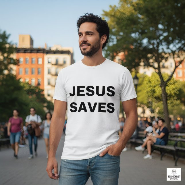 Camiseta Jesus salva a fé cristã (Criador carregado)