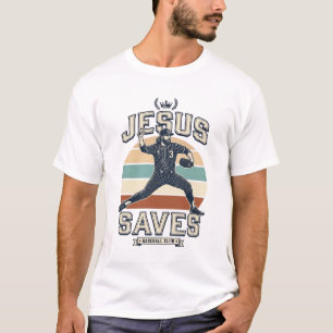 Camiseta Jesus Salva Beisebol Vetor Desenho Cristão Vintage