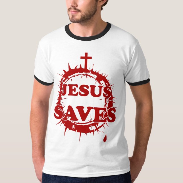 Camiseta Jesus salva com cruz e coroa de cornos (Frente)