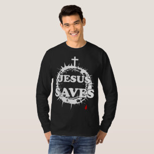Camiseta Jesus salva com cruz e coroa de cornos
