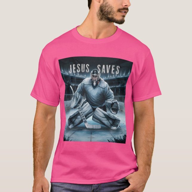 Camiseta Jesus salva goleiro de hóquei (Frente)