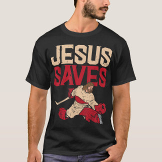Camiseta Jesus salva golfe de hóquei no gelo esportes Chri