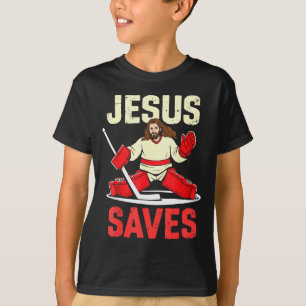 Camiseta Jesus salva jogador de hóquei no gelo cristão dive