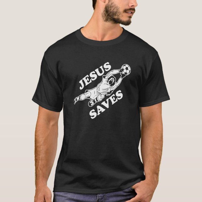 Camiseta Jesus salva o futebol Goalie (Frente)