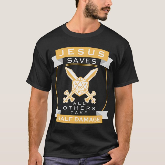 Camiseta Jesus salva todos os outros que fazem metade do pa (Frente)