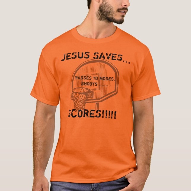 Camiseta Jesus salvar - o basquetebol T dos homens (Frente)