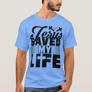 Camiseta Jesus Salvou Minha Vida Homens Cristãos da Família