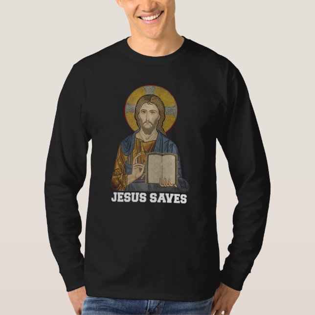 Camiseta Jesus Saves Christian Faith Trust in God Lord Chri (Frente)