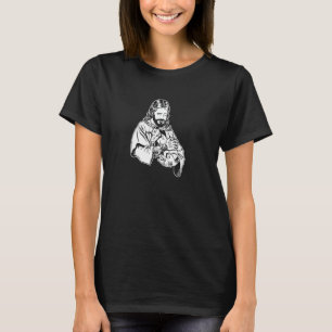 Camiseta Jesus segurando Bode Baphomet Oculto Tatuagem Satâ