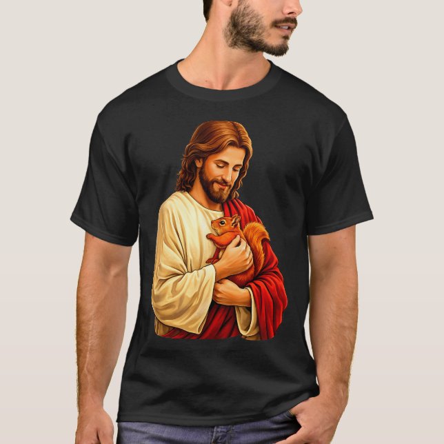 Camiseta Jesus segurando esquilo cristão  (Frente)