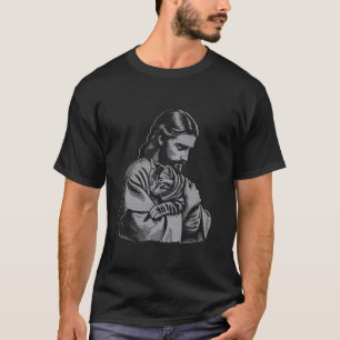 Camiseta Jesus Segurando um Gato - Arte Religiosa Compassiv