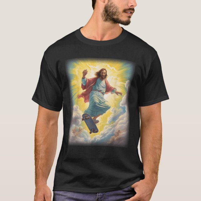 Camiseta Jesus Skateboarder Heaven Skateboard Christian Uni (Frente)