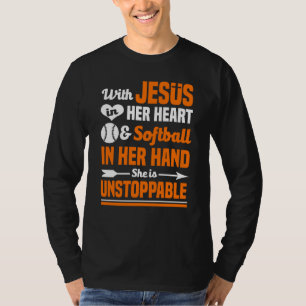 Camiseta Jesus Softball Em Seu Coração Ela É Implacável