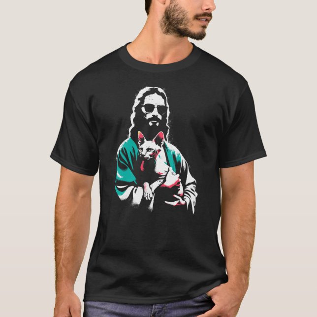 Camiseta Jesus Sphynx Cat - Funny Christian Religious Sphyn (Frente)