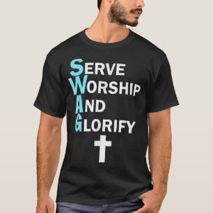 Camiseta Jesus SWAG Serve Culto e Glorifica a Religião de F