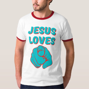 Camiseta Jesus Te Ama Com Uma Citação Baseada Em Fé, Mens R