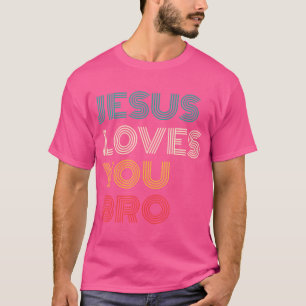 Camiseta Jesus Te Ama, Irmão, Cristão Faith Retro.