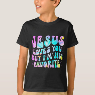 Camiseta Jesus Te Ama Mas Eu Sou Seu Favorito Deus Cristão