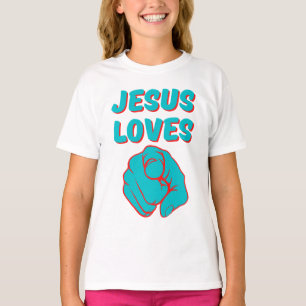 Camiseta Jesus te ama, moça de citação baseada em fé