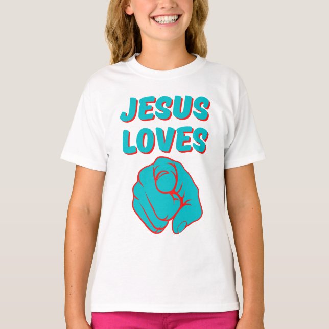 Camiseta Jesus te ama, moça de citação baseada em fé (Frente)