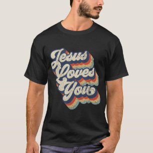 Camiseta Jesus Te Ama Na Design Gráfica De Estilo De Vintag