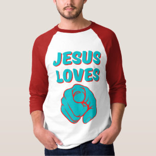 Camiseta Jesus te ama por citação baseada em fé 3/4 dos hom