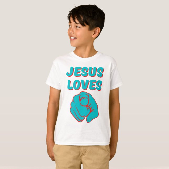 Camiseta Jesus te ama por cotas baseadas na fé (Frente Completa)