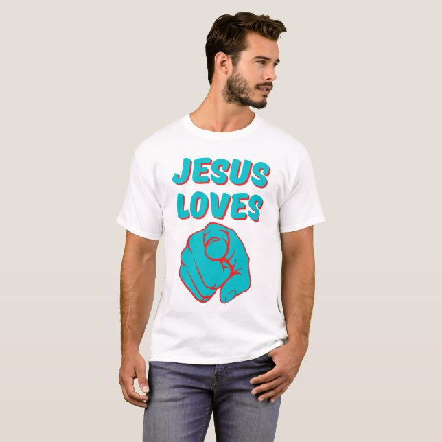 Camiseta Jesus Te Ama Unisex De Citação Baseada Na Fé (Frente Completa)