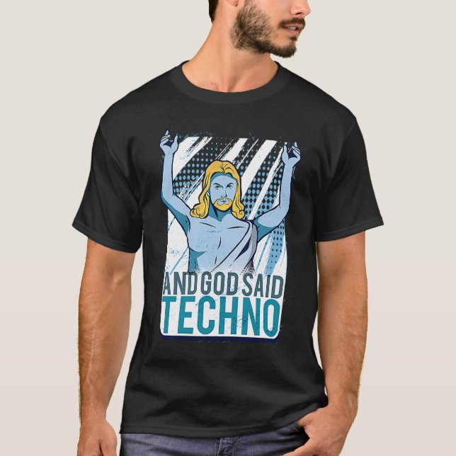 Camiseta Jesus Techno Raver DJ Rave Party EDM Festival (Frente)