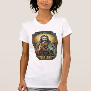 Camiseta Jesus Tela Preta Cobertura de Webcam Esquecida Vir