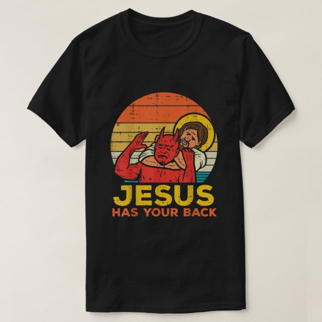 Camiseta Jesus Tem As Suas Costas, Jiu Jitsu, Homens Cristã (Frente do Design)
