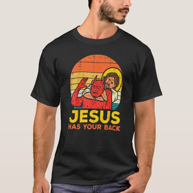 Camiseta Jesus Tem As Suas Costas, Jiu Jitsu, Homens Cristã (Frente)
