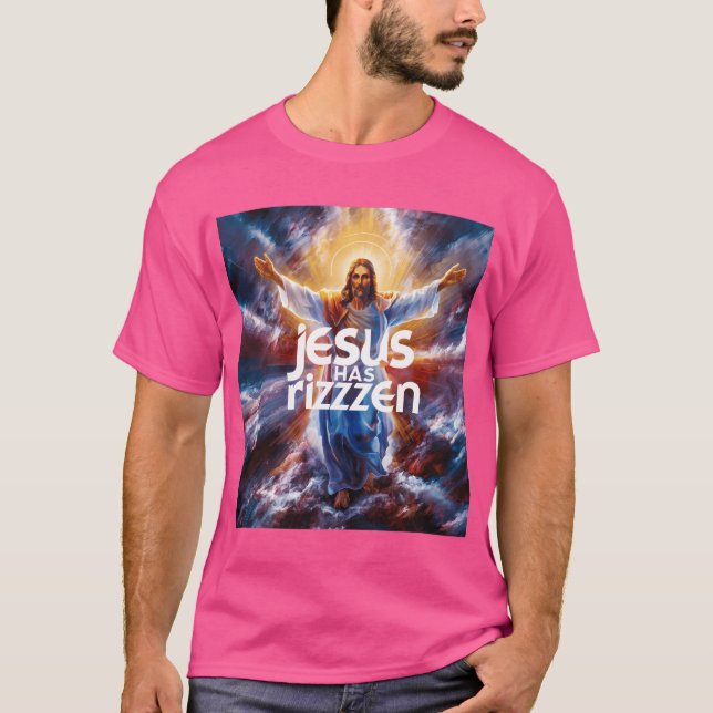 Camiseta Jesus Tem Rizzen. Meme Cristão Engraçado (Frente)